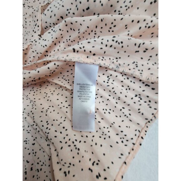 Adrianna Papell Womens Pleated Peplum Blouse Small Champagne Irregular Dot NWT - Picture 4 of 9